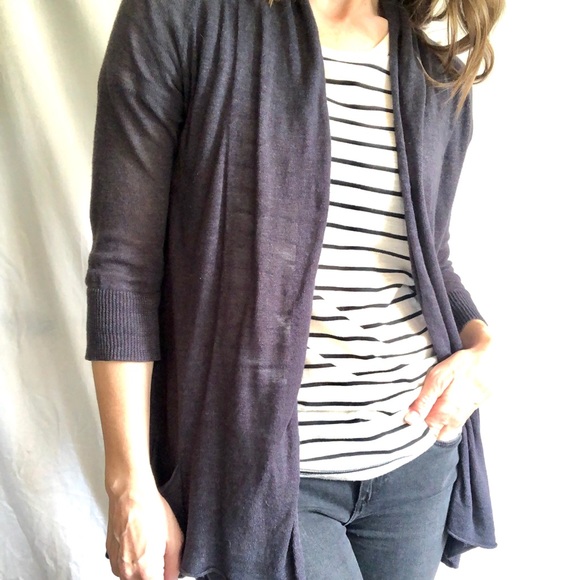 Anthropologie tiered ruffle navy cardigan 3/4 sleeves women’s size XS - Picture 2 of 9